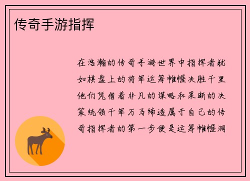 传奇手游指挥